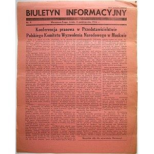 BIULETYN INFORMACYJNY. Warszawa Praga, środa, 4 października 1944 r. nr 9. Format jak wyżej. s. 2...