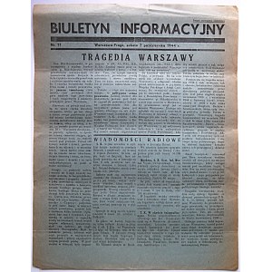 BIULETYN INFORMACYJNY. Warszawa - Praga, sobota 7 października 1944 r. nr 11. Format jw. s. 2...