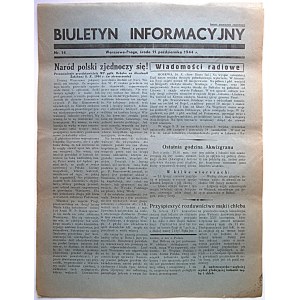 BIULETYN INFORMACYJNY. Warszawa - Praga, środa 11 października 1944 r. nr 14. Format jw. s. 2...