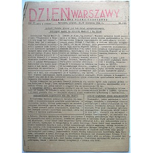 DZIEŃ WARSZAWY. Popołudniowe Pismo Codzienne. W-wa, piątek, dn. 18 sierpnia 1944 r. Rok IV. Nr 1023...