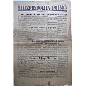 RZECZPOSPOLITA POLSKA. W-wa, niedziela 20 sierpnia 1944. Rok IV. Nr 31 (103). Format 31/46 cm. s. 2...