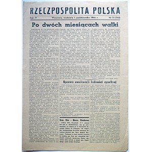 RZECZPOSPOLITA POLSKA. W-wa, niedziela 1 października 1944 r. Rok IV. Nr 74 (146). Format 20/29 cm...