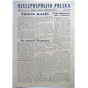 RZECZPOSPOLITA POLSKA. W-wa, wtorek 3 października 1944 r. Rok IV. Nr 76 (148).Format jak wyżej...