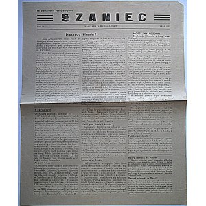 SZANIEC. W-wa 14 września 1944 r. Rok VI. Nr 41 (147). Format 27/33 cm. Druk 1 stronny. Ślad składania...