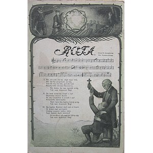 [POSTKARTE]. Patriotische Postkarte. Rota. Worte von M. Konopnicka. Musik von Nowowiejski. W-wa 1914...