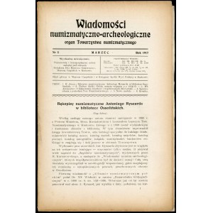 Wiadomości Numizmatyczno-Archeologiczne nr 3 1917 r
