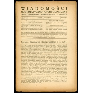 Wiadomości Numizmatyczno-Archeologiczne nr 7-12 1920 r
