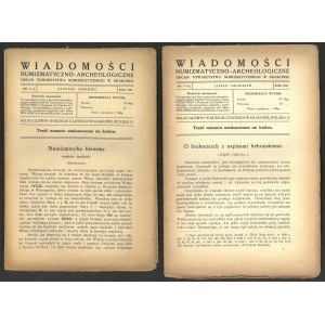 Wiadomości Numizmatyczno-Archeologiczne nr: 1-6, 7-12 z 1921 r