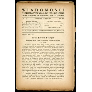 Wiadomości Numizmatyczno-Archeologiczne nr: 1-6, 7-12 z 1922