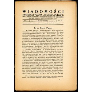 Wiadomości Numizmatyczno-Archeologiczne nr 1-12 1926 r