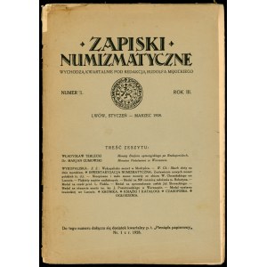 Zapiski Numizmatyczne nr 1 i 2 1928 r
