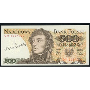 500 złotych, 1982. Z podpisem Andrzeja Heidricha