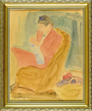 Henryk HAYDEN (1883-1970), Szyjąca kobieta siedząca w fotelu, 1946