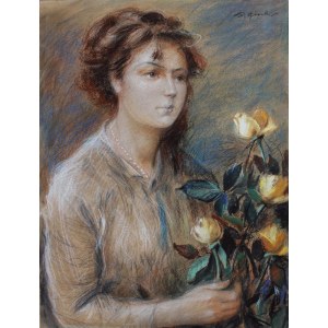 Stanisław Górski, (1887-1955) Portret kobiety z różami