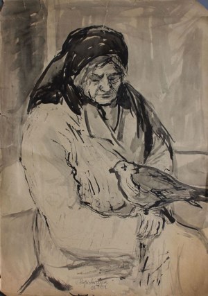 Władysław Popielarczyk, (1925-1987) Kobieta z gołębiem