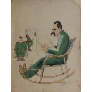 Gustaw Rogalski jr., (1887-1939) Karykatury Józefa Piłsudskiego i Wincentego Witosa-5 szt.