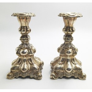 Goldsmith H. J., Pair of dovetailed candlesticks