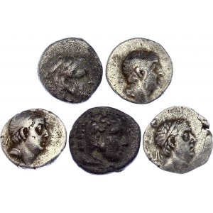 Ancient Greece Lot of 5 Silver Drachm 350 - 250 BC