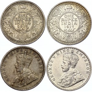 British India 2 x 1 Rupee 1917