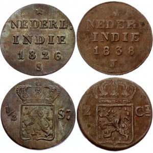 Netherlands East Indies Sumatra 1/2 & 2 Duits 1826 S & 1838 J
