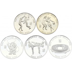 South Korea Lot of 5 Coins 1986 - 1987