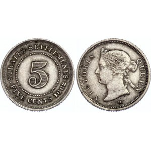 Straits Settlements 5 Cents 1882 H