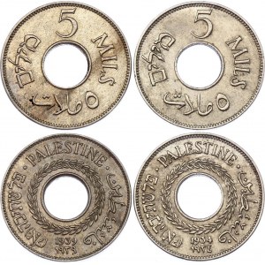 Palestine 2 x 5 Mils 1934 & 1939