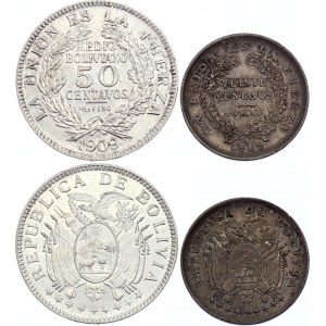 Bolivia 20 & 50 Centavos 1909 H