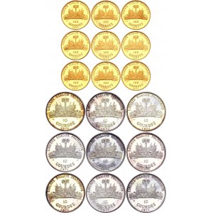 Haiti Full Set of Chiefs 9 Silver & 9 Gold Coins 1971 IC