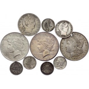 United States Lot of 10 Silver Coins 1896 - 1922