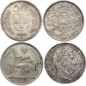 World Lot of 4 Silver Coins 1846 - 1929