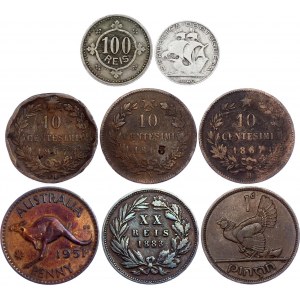 World Lot of 8 Coins 1863 - 1951