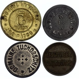 Czechoslovakia Lot of 4 Tokens (ND)