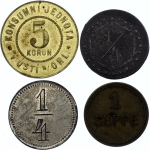 Czechoslovakia Lot of 4 Tokens (ND)