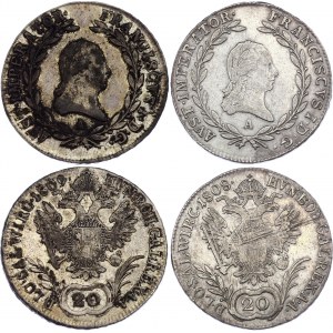 Austria 2 x 20 Kreuzer 1808 & 1809 A