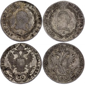 Austria 2 x 20 Kreuzer 1815 & 1818 A