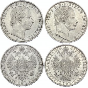 Austria 2 x 1 Florin 1858 & 1860 A