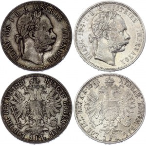 Austria 2 x 1 Florin 1881 & 1882