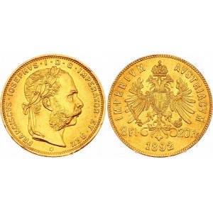 Austria 8 Forint - 20 Francs 1892