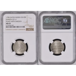 Russia Silver Jeton Peace with Sweden 1790 NGC MS63