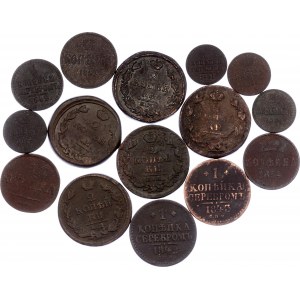 Russia Lot of 15 Coins 1813 - 1865