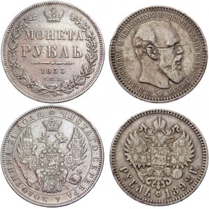 Russia 2 x 1 Rouble 1853 - 1892