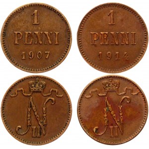 Russia - Finland 2 x 1 Penni 1907 - 1914