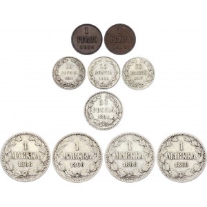 Russia - Finland Lot of 10 Coins 1866 - 1915