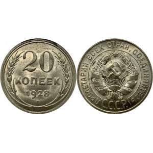 Russia - USSR 20 Kopeks 1928 NNR MS 65