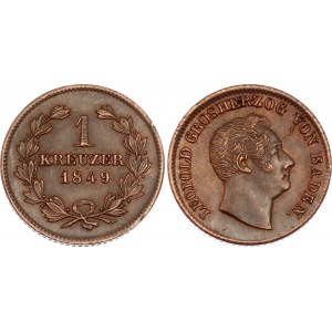 German States Baden 1 Kreuzer 1849