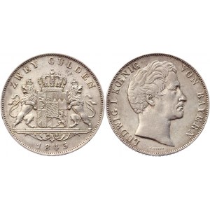 German States Bavaria 2 Gulden 1845