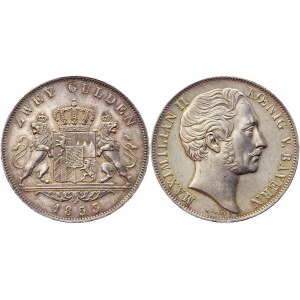 German States Bavaria 2 Gulden 1853