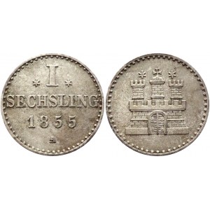 German States Hamburg 1 Schilling 1855 A