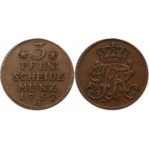 German States Prussia 3 Pfennig 1752 A